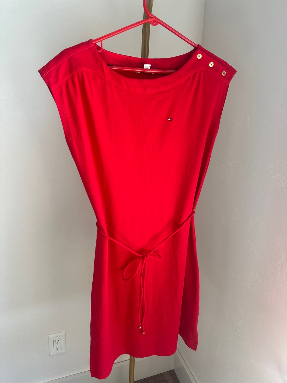 Tommy Hilfiger Red Sleeveless Tie-Waist Mini Dress